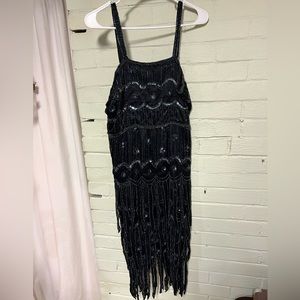 Vintage Judith Ann Creations Black Beaded Dress Womens